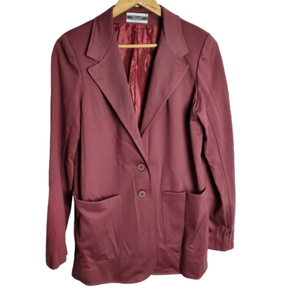 Vintage 90s Catalina Burgandy Fitted Double Button Pocket Blazer Size 12